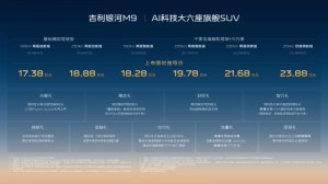 限时17.38万起 全域AI底盘领航 吉利银河M9正式上市